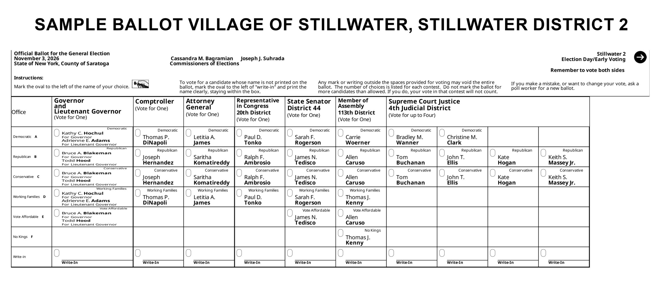2026 general election sample ballot