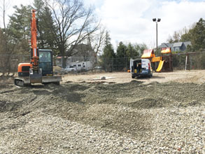 back hole digging a construction scene