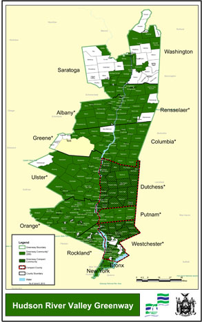 Hudson River Valley Greenways communities map