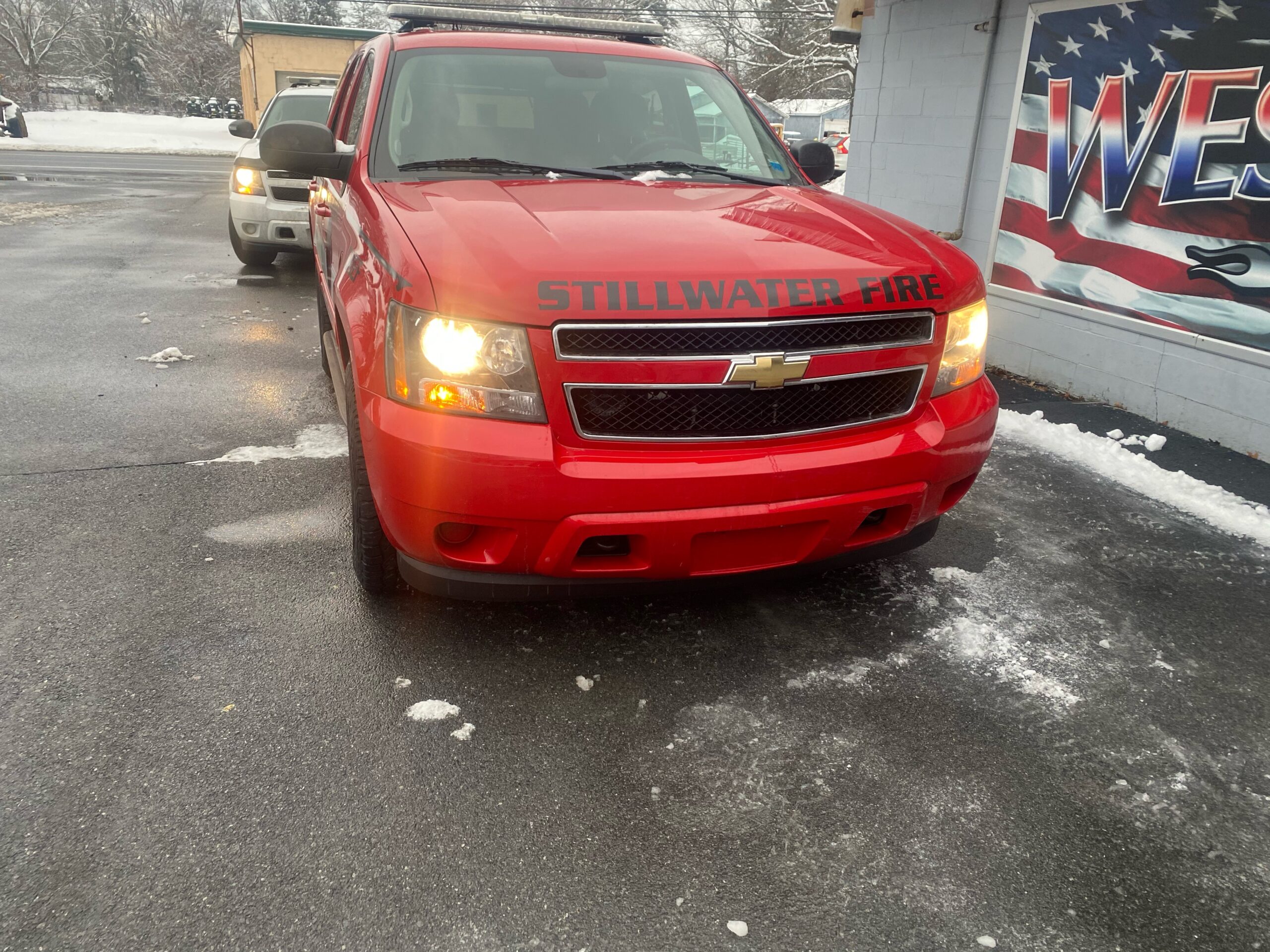 red fire department vehicle